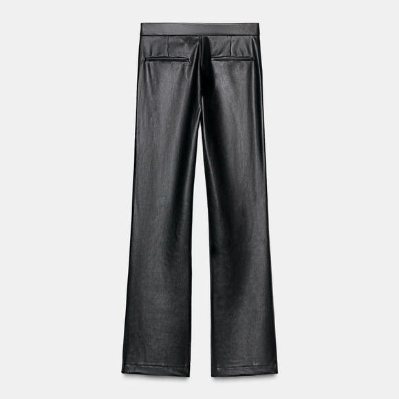 ZARA FAUX LEATHER FLARE TROUSERS - Picture 10 of 12